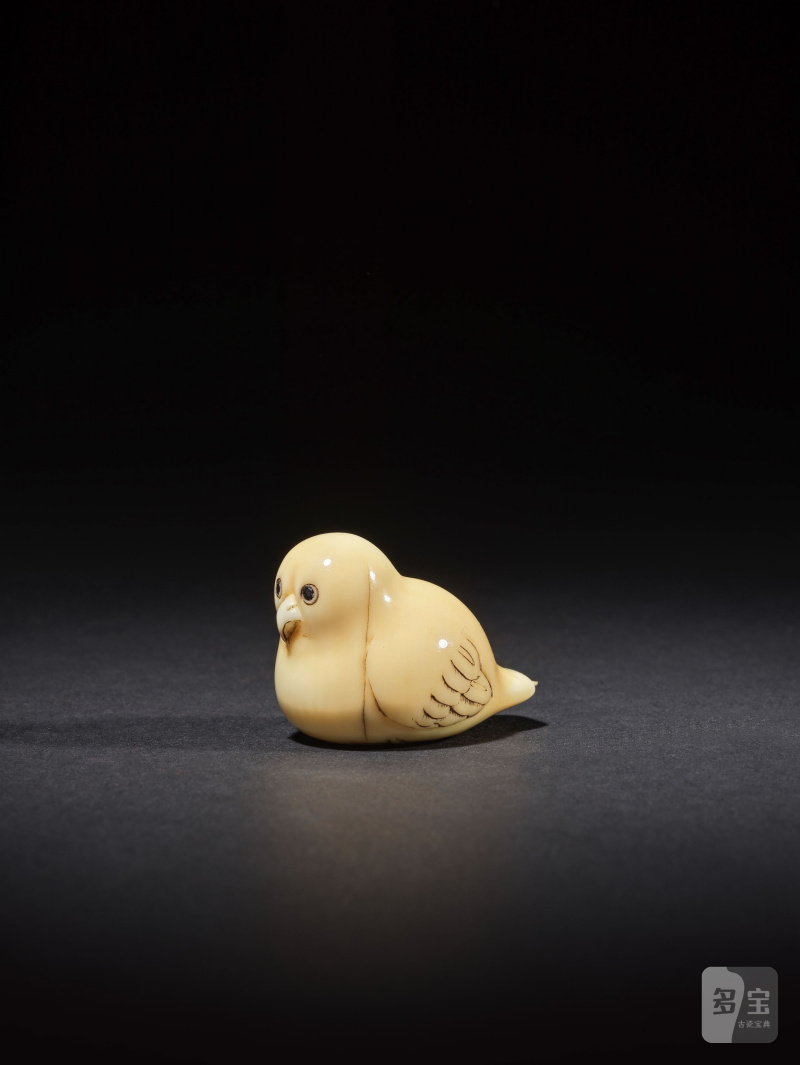 象牙彫根付 若鳥 無銘 19世紀 | NETSUKE EN IVOIRE REPRÉSENTANT UN JEUNE OISEAU - 图4